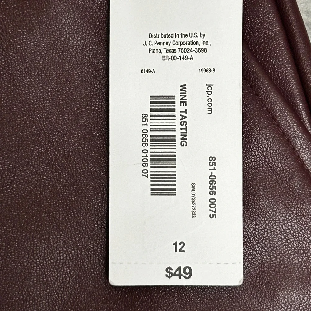 New Liz Claiborne Women's Burgundy Faux Leather Skirt Holidays Size‎ 12